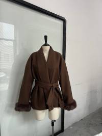 Double sided coat mid length warm jacket