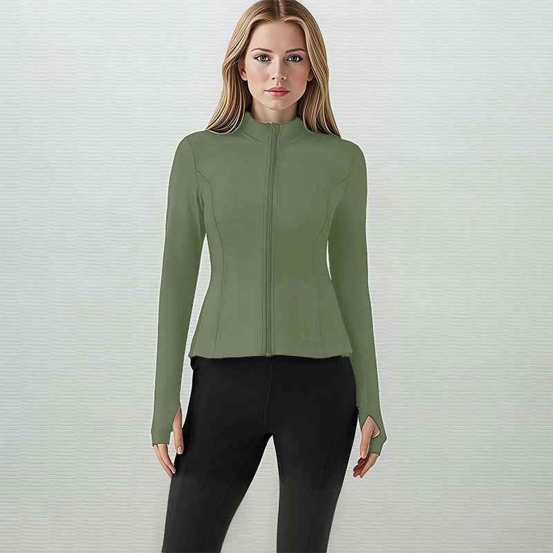 LOVILDS slim Fit Women’s Workout Zip Jacket: Lightweight Pleats + Thumb Holes – Perfect for Active Days!