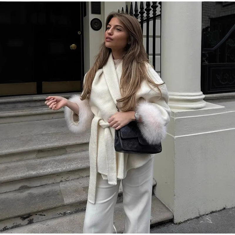 Double sided coat mid length warm jacket