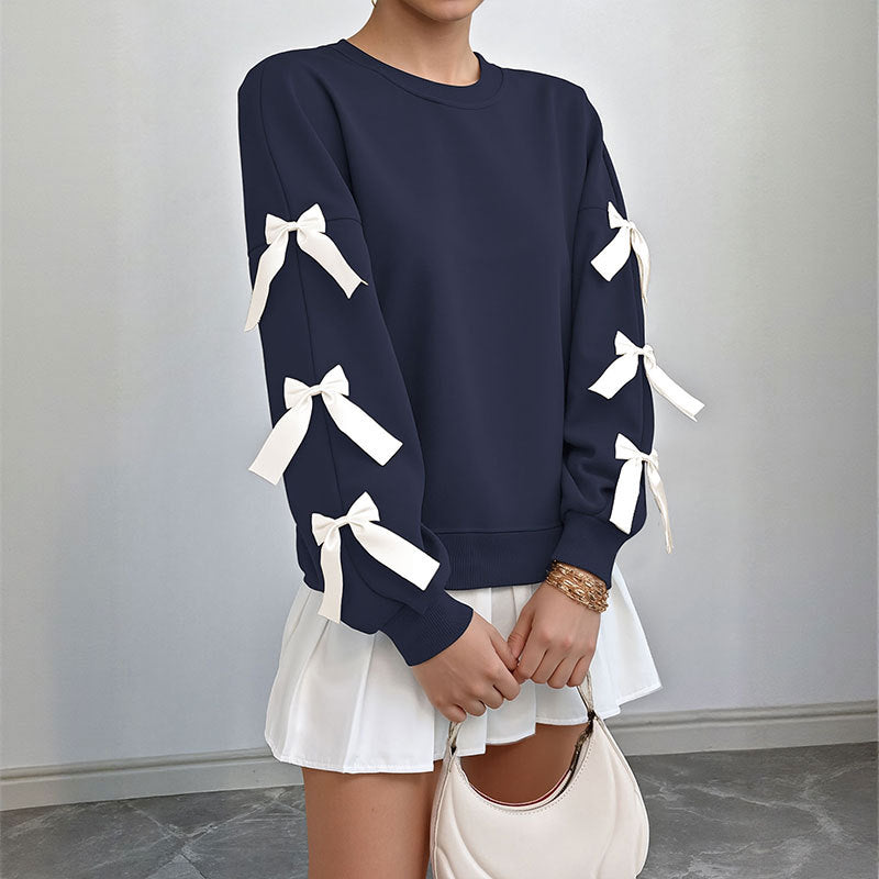 Bow decoration women's Christmas party hoodie