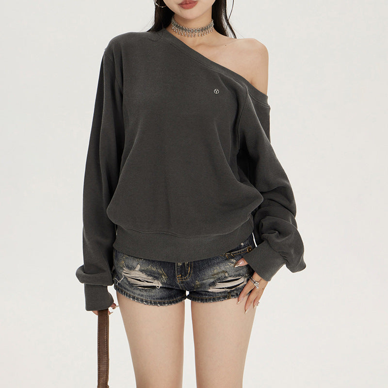 Women's Off-Shoulder Sweatshirt Loose Slim Trendy Casual