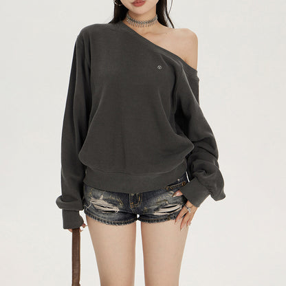 Women's Off-Shoulder Sweatshirt Loose Slim Trendy Casual