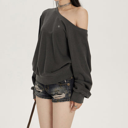 Women's Off-Shoulder Sweatshirt Loose Slim Trendy Casual