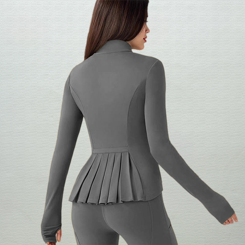 LOVILDS slim Fit Women’s Workout Zip Jacket: Lightweight Pleats + Thumb Holes – Perfect for Active Days!
