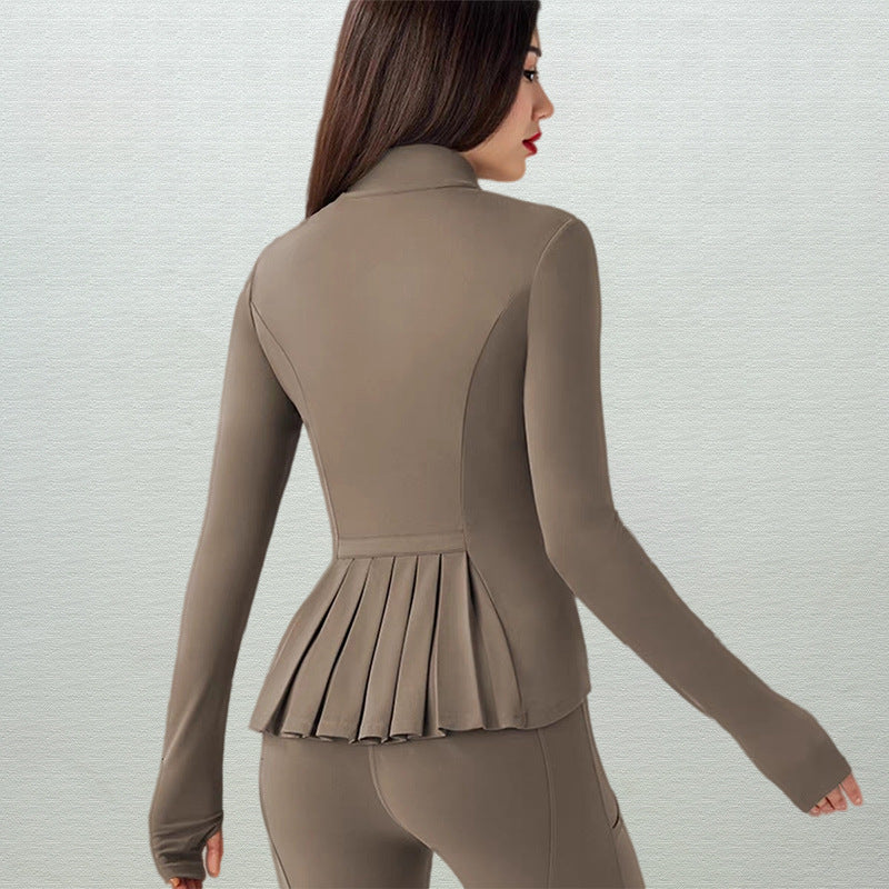 LOVILDS slim Fit Women’s Workout Zip Jacket: Lightweight Pleats + Thumb Holes – Perfect for Active Days!