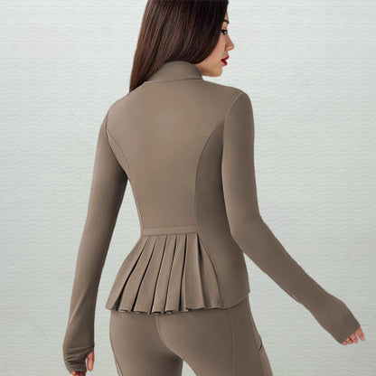 LOVILDS slim Fit Women’s Workout Zip Jacket: Lightweight Pleats + Thumb Holes – Perfect for Active Days!