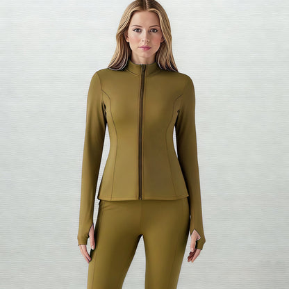 LOVILDS slim Fit Women’s Workout Zip Jacket: Lightweight Pleats + Thumb Holes – Perfect for Active Days!