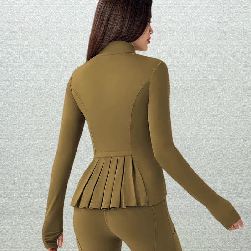 LOVILDS slim Fit Women’s Workout Zip Jacket: Lightweight Pleats + Thumb Holes – Perfect for Active Days!