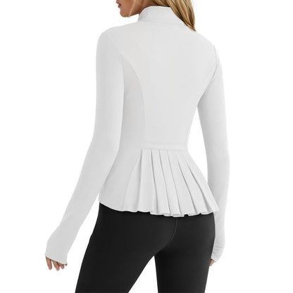 LOVILDS slim Fit Women’s Workout Zip Jacket: Lightweight Pleats + Thumb Holes – Perfect for Active Days!