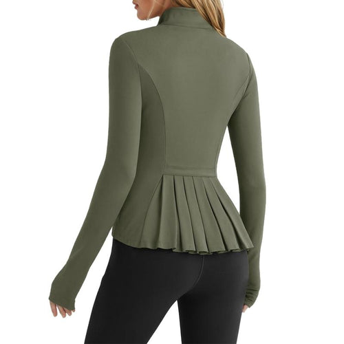LOVILDS slim Fit Women’s Workout Zip Jacket: Lightweight Pleats + Thumb Holes – Perfect for Active Days!